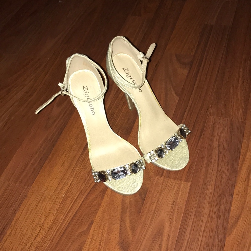 Gold Glitz Heels Shoes